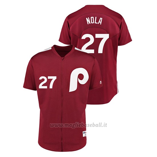 Maglia Baseball Uomo Philadelphia Phillies 27 Aaron Nola 1979 Saturday Night Special Autentico Rosso